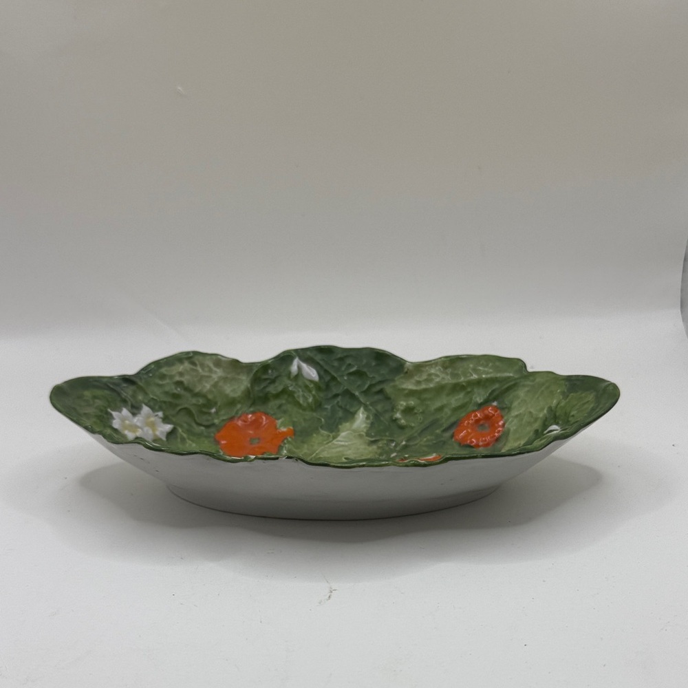 Antique Ernst Wahliss Vienna Austria Painted Plate Dish Floral Green Collectible